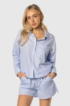 Blue Daily Button Up Set