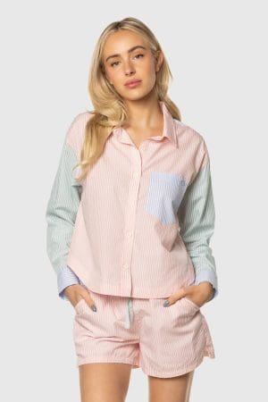 Colour Block Daily Button Up Set Root 44