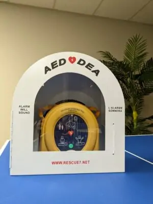 Bilingual Round Top AED Cabinet