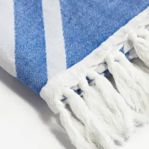Turkish Cotton Hand Towel | Geo Diamond in Blue + White